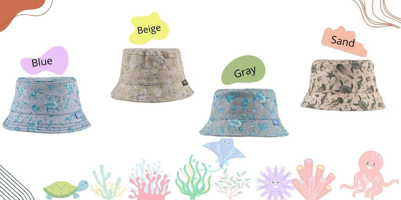 Infant Bucket Hat Ocean Life, Sea Animals, Nautical Theme Print Baby